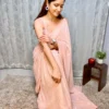 Baby Pink Sequin Saree with Stiched Blouse 1