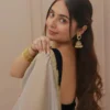 Grey tissue saree with velvet blouse 2