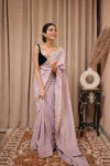 Hazel purple tissue saree with velvet blouse 3