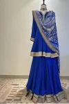 Royal blue sharara set with bandhej duppatta 2