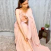 Baby Pink Sequin Saree with Stiched Blouse 2