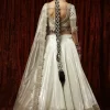 White tissue lehenga choli with heavy embroidery lace work 2
