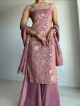 Mauve tissue sharara set 3
