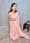 Baby Pink Sequin Saree with Stiched Blouse 4