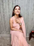 Baby Pink Sequin Saree with Stiched Blouse 5
