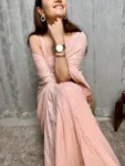 Baby Pink Sequin Saree with Stiched Blouse 6