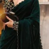 Green Velvet Saree