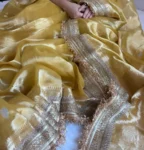 Yellow tissue silk saree 1