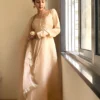 Cream uppada silk suit with gota duppatta 1