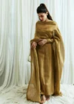 Golden tissue straight cut suit set 1