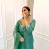 Green uppada silk straight cut suit 1