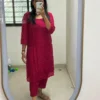 Hot Pink Kurta And Pant Set 1