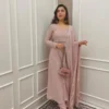 Mauve chinnon anarkali suit