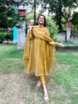 Mehendi Organza Anarkali Suit 1
