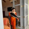 Orange Velvet Suit With Embroidered Duppatta 1