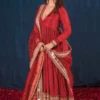 Red uppada silk suit with heavy border 1