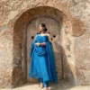 Teal Blue Organza Suit