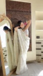 White Floral Embroidered Saree 3