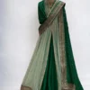 Bottle green anarkali suit with cape 2