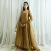 Golden tissue straight cut suit set 2
