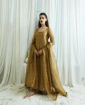 Golden tissue straight cut suit set 2
