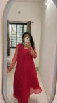 Hot Pink Anarkali Suit With Embroidered Sleeves And Butti work duppatta 4