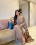 Shimmer chinnon anarkali suit 1