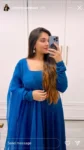 Teal Blue Chiffon Satin Anarkali Suit 5