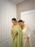 Tree Green Sequin Saree 4