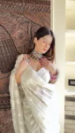 White Floral Embroidered Saree 2