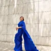 Roasted Blue Pleated Saree 2
