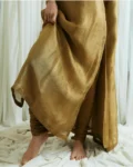 Golden tissue straight cut suit set 3