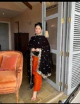 Orange Velvet Suit With Embroidered Duppatta 2
