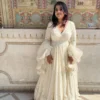 White luckwoni anarkali suit 2