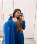 Teal Blue Chiffon Satin Anarkali Suit 3