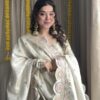 White Mirror Tissue Sharara Set With Heavy Embroidered Duppatta 1