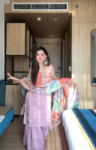 Purple Tissue Sharara Set With Multi Colour Embroidered Dupatta 4