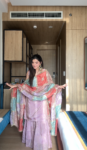 Purple Tissue Sharara Set With Multi Colour Embroidered Dupatta 5