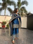 Teal Blue Gajji Silk Sharara Set 5