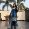 Teal Blue Gajji Silk Sharara Set 1