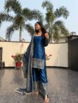 Teal Blue Gajji Silk Sharara Set 1