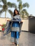 Teal Blue Gajji Silk Sharara Set 3