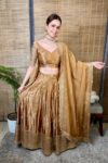 Golden Gajji Silk Lehenga With Tissue Duppatta 2