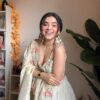 Off White Floral Hand Embroidered Tissue Lehenga 2