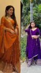 Orange gajji silk Lehenga and purple gajji silk lehenga