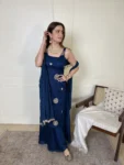 Royal Blue Sharara Set With Hand Work Buttis And Mirror Work Lace Duppatta 7