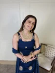 Royal Blue Sharara Set With Hand Work Buttis And Mirror Work Lace Duppatta 5