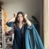Teal Blue Velvet Suit 1