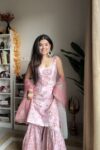 Floral pink sharara set with shaded dupatta 8