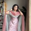Floral pink sharara set with shaded dupatta 4